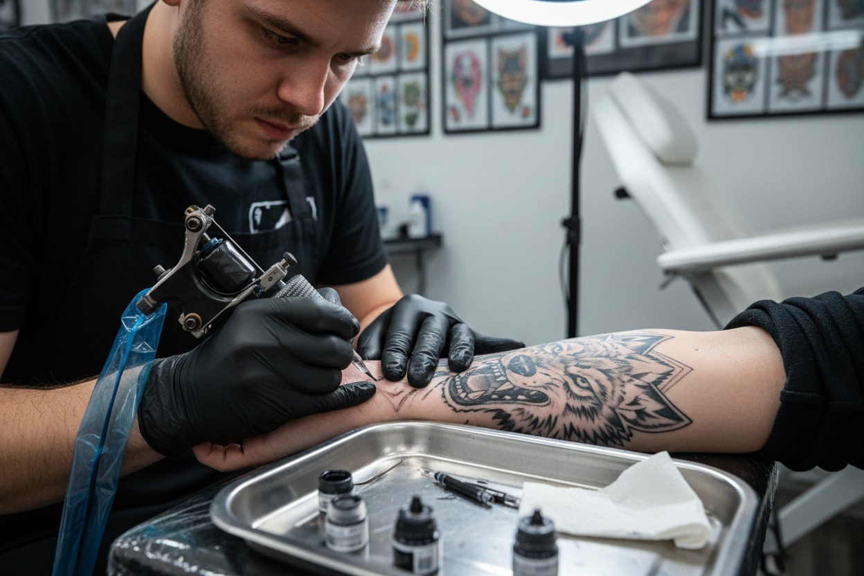 image of someone getting tattooed